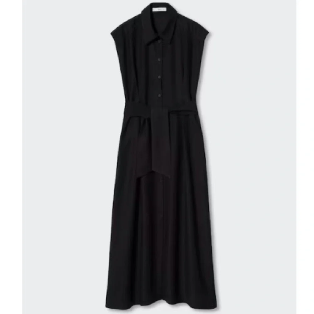 Mango Black Flowy Shirt Dress - Picture 1 of 11